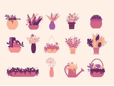 Cliparts Pots from Floral Sunset Collection branding clipart decoration floral flowers garden illustration illustration art nature pots vector vector artwork