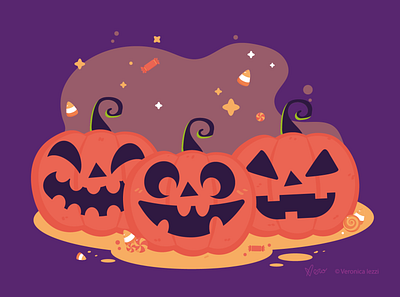 Pumpkind Trio flat illustration halloween illustration pumpkin vector vector artwork