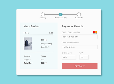 Credit Card Checkout dailyui 002 uidesign uidesignchallenge ux