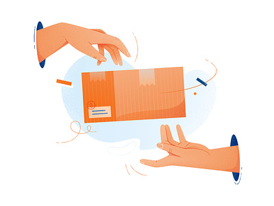 The Creation of Package Delivery clean colour courier creation delivery designs dynamic float graphic hand hands icon illustration minimal parcel portal post postman simple vector