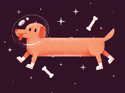 Space Dog animal animal illustration astronaut bone character character design characterdesign cool design digital dog dog illustration doggy dogs funny illustration pet simple space stars
