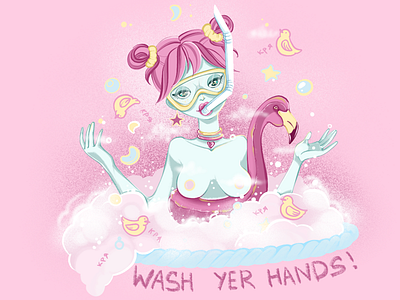WASH YER HANDS ! artwork character coronavirus digital drawing dtiys girl illustration procreate