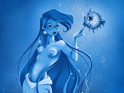 Нуууу, не дуйся artwork character digital drawing fish girl illustration mermaid mermaids mermay procreate