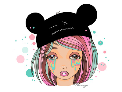 Not a grey mouse bubble cry girl illustration mouse tears weeping