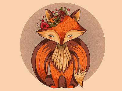 Fox gaze animal flower fox illustration tale