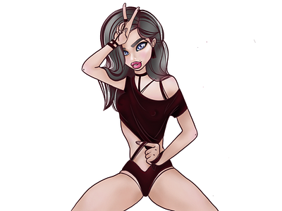 Come to me cartoon character digital drawing erotic girl illustration procreate sketch