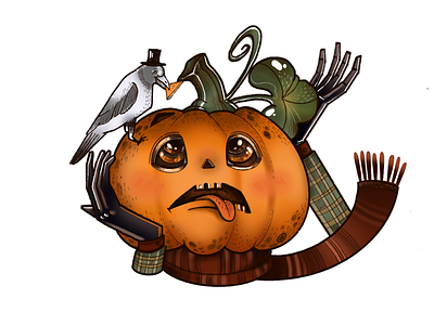 Pumpkin lunch character digital drawing graphic illustration inktober procreate sketch