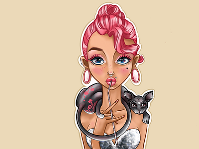 Strawberry cocktail 🍓 animal artwork cat character childrens illustration digital drawing girl graphic illustration illustration art milk pink procreate sketch