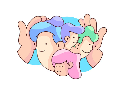 lifestyle bubble bubblegum friends friendship illustration life lifestyle line sticker team