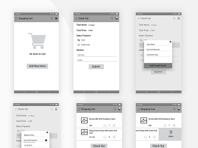 Cart wireframe android cart design ecommerce mobile ux wireframe