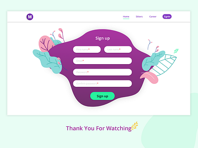 Babysitter Website (Sign Up Page) babysitter daily ui dailyui design illustration purple sign up signup ui ux vector web website