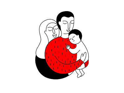 Couple with baby baby baby shower black couple cute doodle father hand drawn illustration line man mother together woman