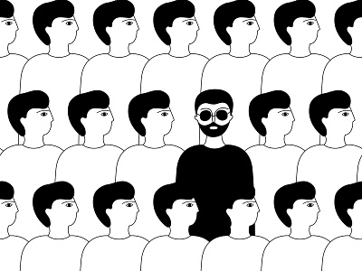 Individuality art black black and white crowd design different doodle extraordinary idea illustration individual male men fashion pattern people talent