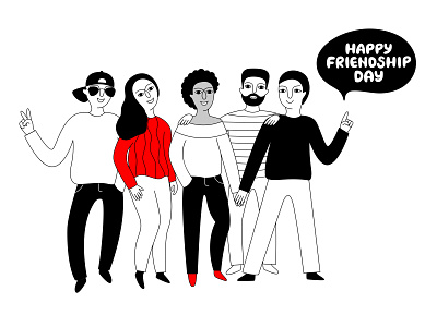 Best Friends asian black design doodle european friends friendship girl happy friendship illustration man people woman