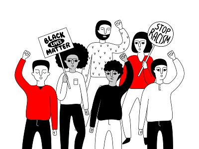 Black lives matter activist anti racism asian black black lives matter crowd design doodle illustration man people rasism woman