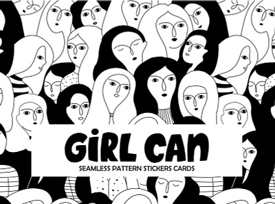 Girl Can branding collection doodle feminism girl can girl power hand drawn icon icon set illustration illustrator