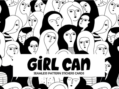 Girl Can branding collection doodle feminism girl can girl power hand drawn icon icon set illustration illustrator