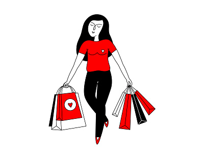 Black Friday. art bag black black friday design doodle female girl hand drawn illustration shopping woman woman with bag
