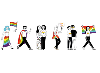 LGBT community afro american bisexual doodle gay illustration lesbian lgbt lgbtq love is love people pride parade rainbow sexual minority transgender