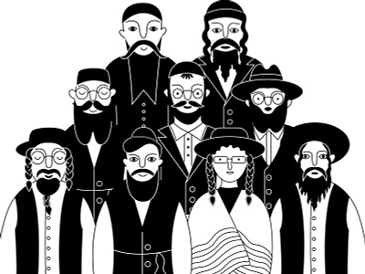 Jews characters art black character doodle group hanukkah illustration israel people israeli jew jewish judaism