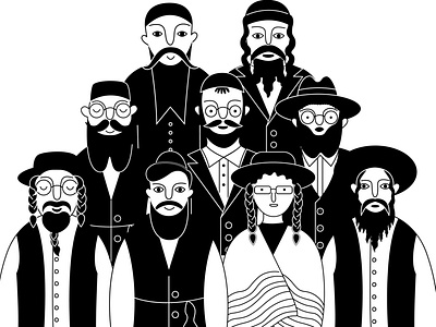 Jews characters art black character doodle group hanukkah illustration israel people israeli jew jewish judaism