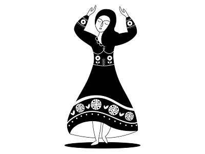 Happy dancing woman black dancing doodle female girl hand drawn happy lifestyle line style white woman