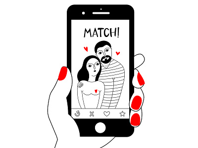 Happy Couple art black couple dating app design doodle illustraion love man woman