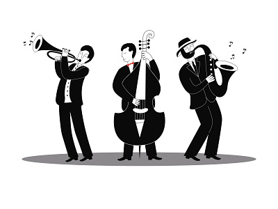 Jazz Musicians art black cellist doodle illustration jazz jazz band jazz musicians men saxophonist trumpeter