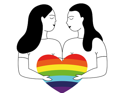 Lesbian Couple art couple design doodle girls hearts lesbian lgbt love women