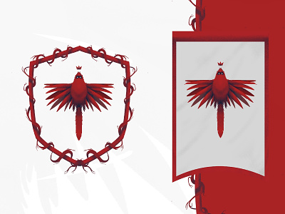 House Sigil bird bsds cardinal crest crown feather flag game game of thrones hbo icon illustration lockup of red sigil symbol thrones white walkers wings