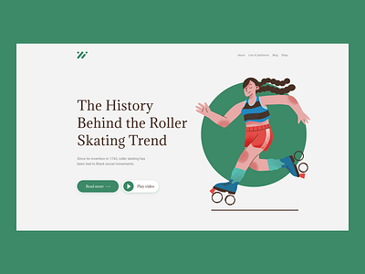 Roller skating screen concept character design flat illustration texture ui website