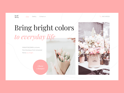 Design concept for the floristry store website