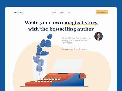 Author's writing course - design of a landing page design flat harry potter illustration simple typography ui website