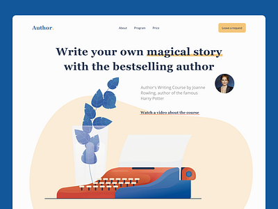 Author's writing course - design of a landing page