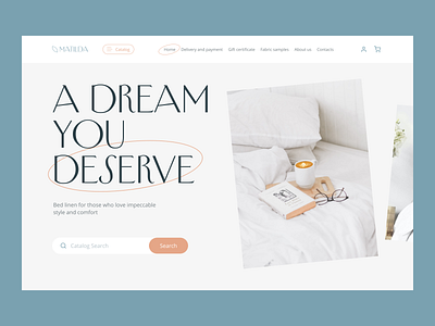 Bed linen - hero screen design bedroom ecomerce linen minimal shop stoe typography ui website