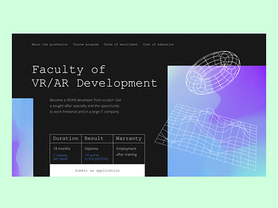 VR/AR development learning. Design Concept 3d ar design typography ui vector vr website
