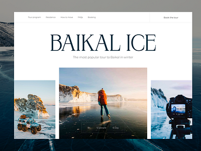 Hero screen concept. Tour to Baikal design tour travel ui website