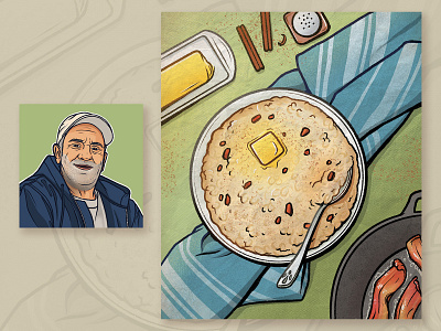 Danny's Oatmeal with Bacon Bits art cooking digital art food illustration illustrator okc portrait procreate
