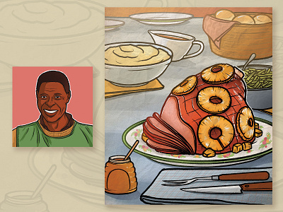 Bobby's Pineapple Honey Ham art cooking digital art food illustration illustrator okc portrait procreate
