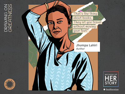 Jhumpa Lahiri - American Women's History Book art digital art education history illustration illustrator portrait poster procreate women