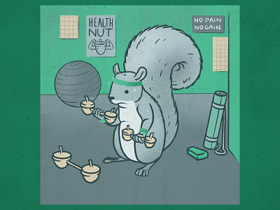Quarantine Activities - Exercise animal art digital art humor illustration illustrator procreate squirrel