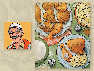Mark's Southern Fried Chicken art chicken design digital art dish food illustration illustrator meal nonprofit portrait print procreate