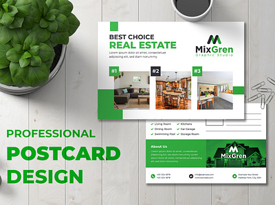 Postcard design advertisement advertising agency agent broker card commercial company home house invitation lease loan mortgage multipurpose negotiator open post postcard professional