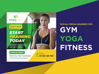 Social media banner for Gym, Yoga, Fitness facebook facebook ad facebook banner post design poster social media design socialmedia