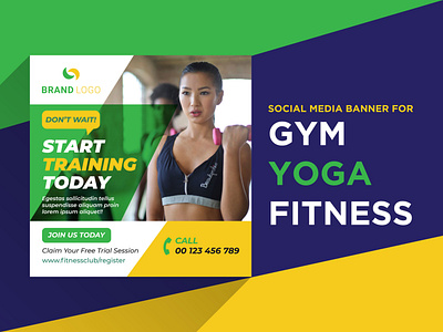 Social media banner for Gym, Yoga, Fitness