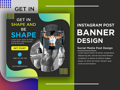 Fitness banner desigm for Facebook, Instagram