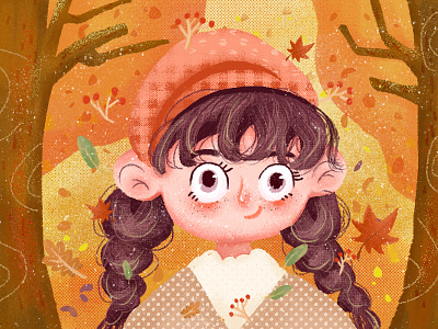 autumn app design girl illustration illustrations ui web