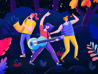 Forest Music Festival app band design illustration music singing ui web