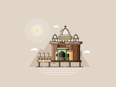 Masjid Apung Flat Design flat design vector