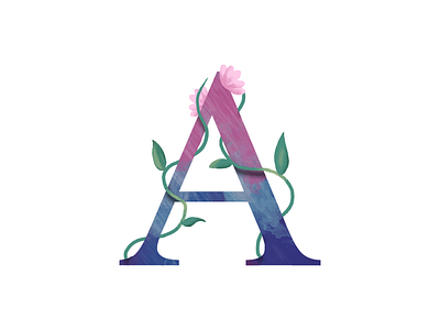 Letter A logo monogram with watercolor effect